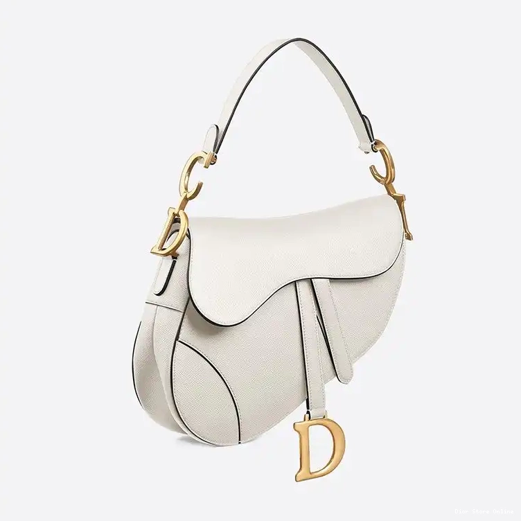 Cheap Bag Dior Calfskin Saddle White Grained 0509 Hot Sale